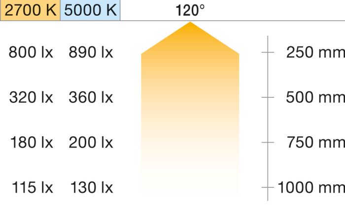 Світлодіодна стрічка в силіконовому корпусі, Hafele Loox5 LED 3085 24 В 6,5 x 6 мм, 2-контактний (2-провідна технологія Tunable White), 2 x 320 світлодіодів/м, 9,6 Вт/м, IP44 від теплого білого до холодного білого 2700 K–5000 K, довжина стрічки 5 м, кабель 2 x 1 м, 833.75.388