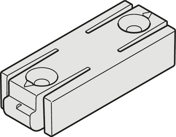 Центральний стопор дверей, Hafele Slido F-Flush57 06A, 2 штуки, для 4-дверної шафи, пластик, сірий, 400.05.002