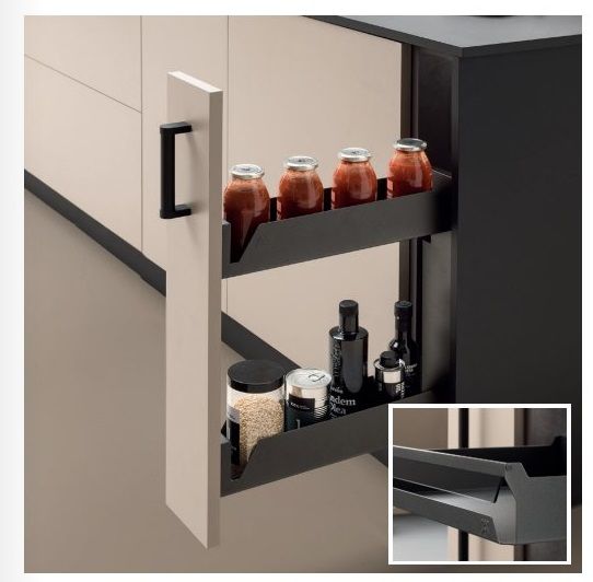 Карго для секції 200мм на 2 полиці антрацит/скло, Hafele Utensio, 549.00.005