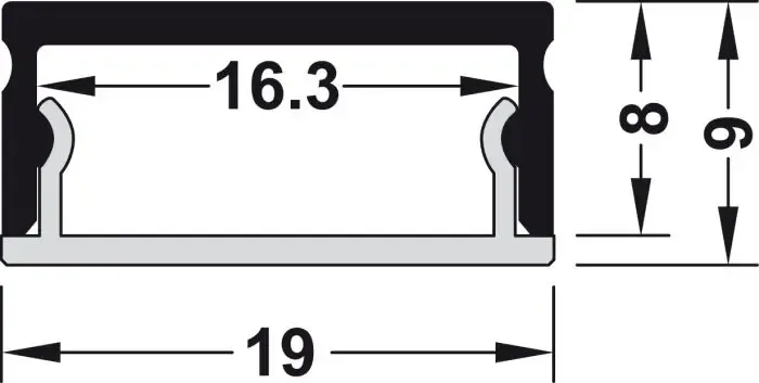 Профіль без лінзи, 19х9/2500мм, чорний, (833.01.850), 833.01.850
