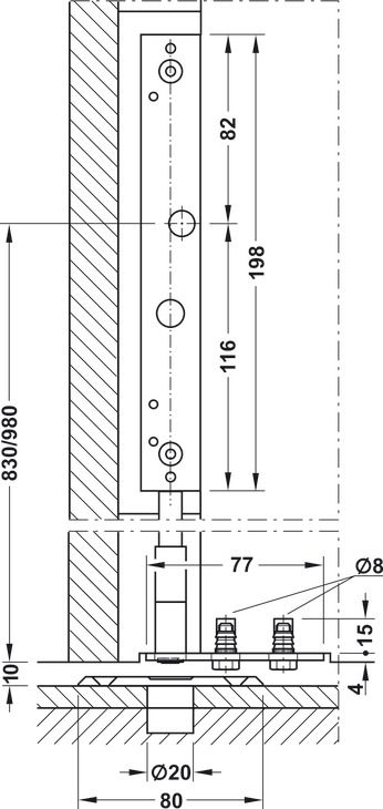 Шпінгалет врізний, Hawa Doorfix|  (946.21.100)  8302420090, 946.21.100
