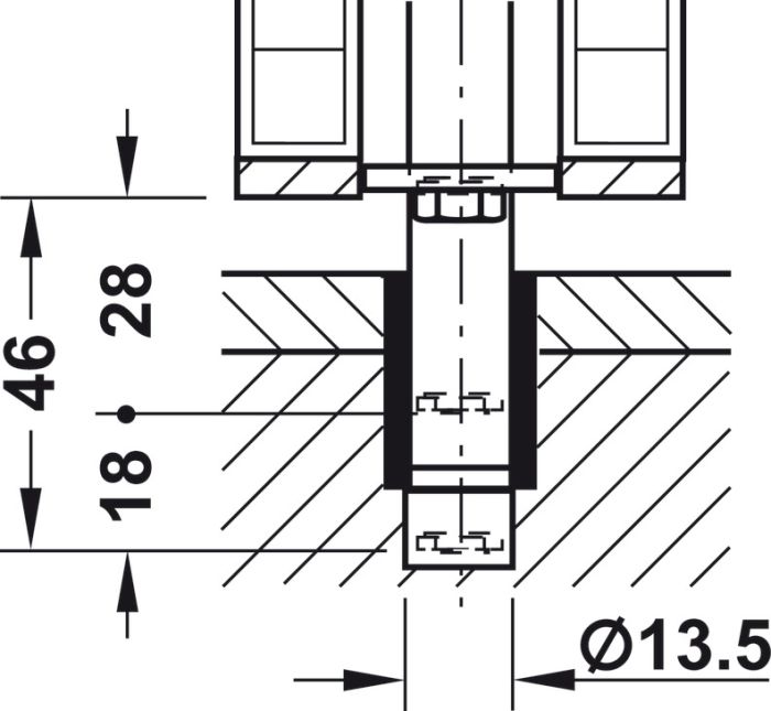 Шпінгалет врізний, Hawa Doorfix|  (946.21.100)  8302420090, 946.21.100