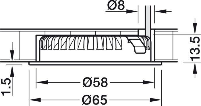 Світильник вбудований/накладний монтаж Hafele Loox LED 3094 24 V, отвір для свердління диаметр 58 мм, алюміній, Круглий, теплий білий 3000 K, чорний, клас енергоефективності G, 833.75.325, 833.75.325