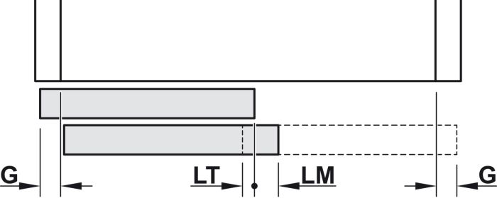 Фурнітура для 3- х розсувних дверей, Häfele Slido F-Line42 50A для дерев'яних розсувних дверей, передня панель, з механізмом плавного закриття з одного боку, товщина дверного полотна 16–22 мм, 400.51.563 складається з 400.51.533 + 400.51.545, 400.51.563