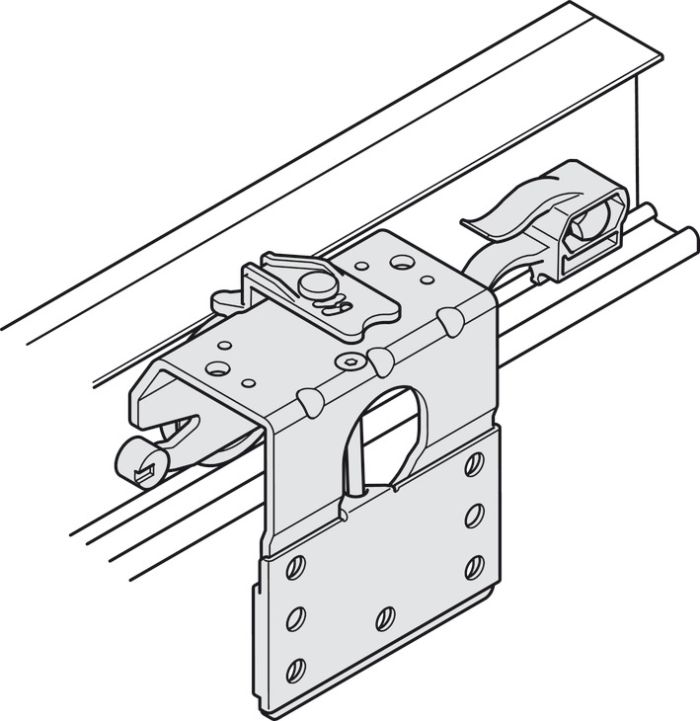 Фурнітура для розсувних дверей, Häfele Slido F-Line42 50A, Для дерев'яних розсувних дверей, передня панель, для дверного полотна вагою до 50 кг, передня панель, для 2 дверних стулок, з механізмом плавного закриття з одного боку, товщина дверного полотна 16–22 мм, 400.51.562 складається (400.51.532 + 400.51.543), 400.51.562