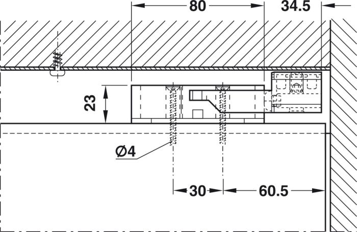Фурнітура для розсувних дверей, EKU Divido 80 H і 80 H-DS1/DS2, комплект| Нижня ходова, для 1-стулкових та 4-стулкових дерев’яних розсувних дверей, підходить для похилих стель, стельовий монтаж, для дверей вагою до 80 кг, без ходової та напрямної., (940.92.001)  8302420090, 940.92.001
