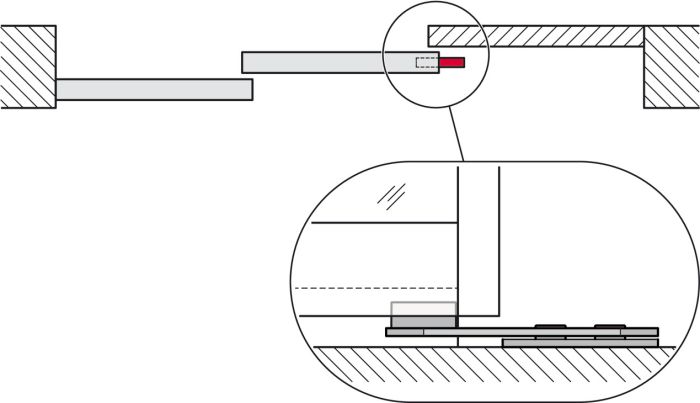 Фурнітура для розсувних дверей, телескопічне відкриття Hafele Slido D-Line11 80C| Для алюмінієвих рамних дверей, ширина дверей 600–1250 мм, товщина панелі 5–8,7 мм, для монтажу на стелю, для 3 дверей, вага дверей до 80 кг, 941.03.033, 941.03.033