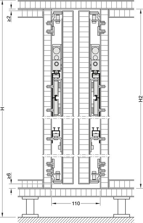 Фурнітура для розсувних дверей Pivot, Hafele Slido F-Park72 30F| Для дерев'яних розсувних дверей, Infront/Vorfront, з механізмом плавного закриття при втягуванні в кишеню, Для висоти шафи 2000–2400 мм, ліворуч, 408.45.030, 408.45.030