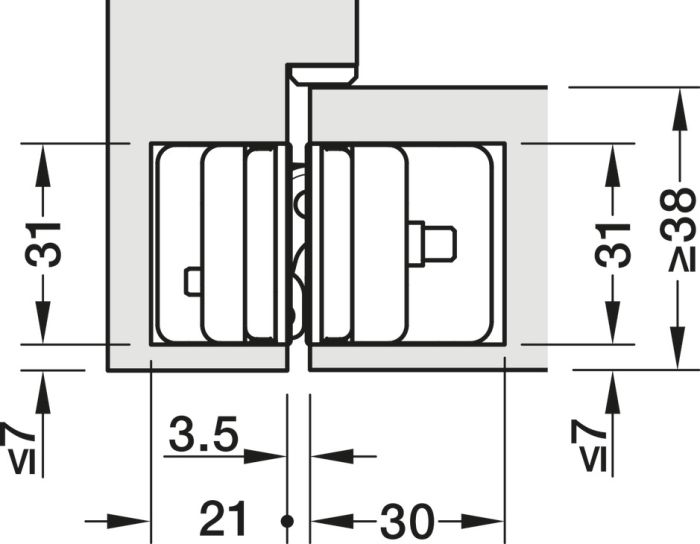 Прихована петля Startec H12, прихована, для міжкімнатних дверей без фальца до 60 кг, з магнітними заглушками 3D-регульований, розмір 120 мм, матове хромоване покриття, 927.91.296
