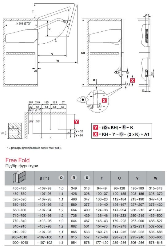 Комплект фурнітури FREE FOLD 480-530мм 5.2-10.6кг|  (372.37.612)  8302420090, 372.37.612