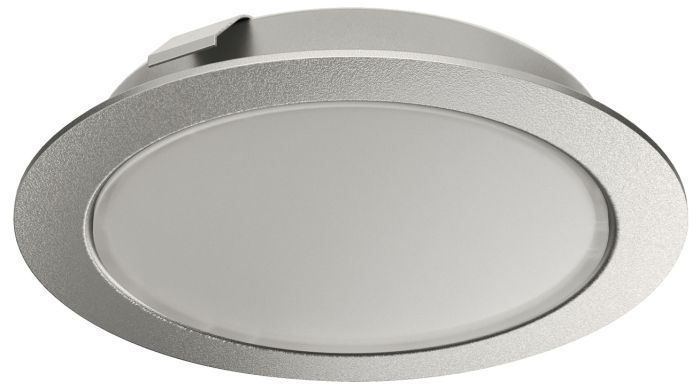 Світильник для вбудованого/поверхневого монтажу, Hafele Loox LED 3039 24 V, 3-контактний (білий) отвір діаметр 55 мм, сталь| круглий, сріблястого кольору, клас енергоефективності G, (833.75.162), 833.75.162
