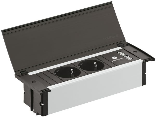 Блок 2 розетки/USB чорний, 822.92.361 Блок 2 розетки/USB чорний