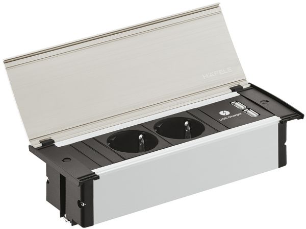 Блок 2 розетки/USB нерж. ст., 822.92.061 Блок 2 розетки/USB нерж. ст.