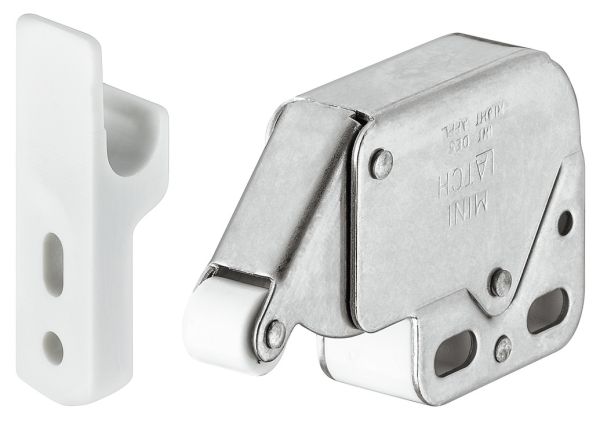 Автоматична пружинна защіпка Mini-latch нерж. сталь біла , 245.54.707 <p>Автоматична пружинна защіпка Mini-latch нерж. сталь біла</p>