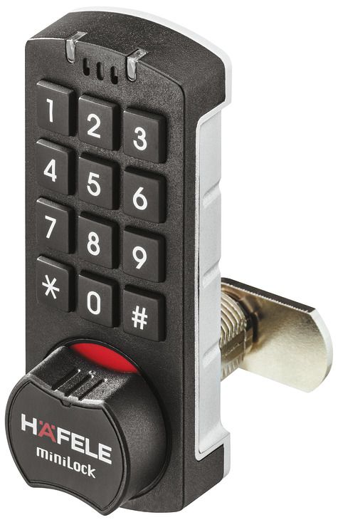 Замок з поворотною штангою PinCodeLock пластмаса, колір чорний, 225.12.340 Замок з поворотною штангою PinCodeLock пластмаса, колір чорний