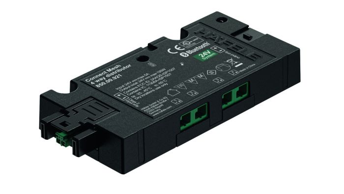 Hafele Connect Mesh Eco 24 V 2-pol. (багато-біла 2-провідна технологія), 4-канальний розподільник (1-канальний)|окремий компонент для розширення набору, окремий компонент для розширення набору, 2-провідна технологія білого кольору, 12 В, ( 850.00.921), 850.00.921
