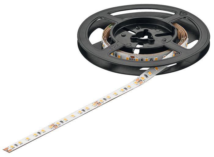 Світлодіодна стрічка, Hafele Loox5 Eco LED 3072 24 В 8 мм 2-контактна (монохромна)| 120 світлодіодів/м, 2,4 Вт/м, IP20, теплий білий 3000 K, 50 м, 833.76.716, 833.76.716