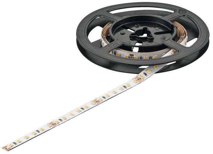 Світлодіодна стрічка, Hafele Loox5 Eco LED 3074 24 В 8 мм 2-контактна (монохромна)| 120 світлодіодів/м, 9,6 Вт/м, IP20, теплий білий 3000 K, 50 м, 833.76.736, 833.76.736