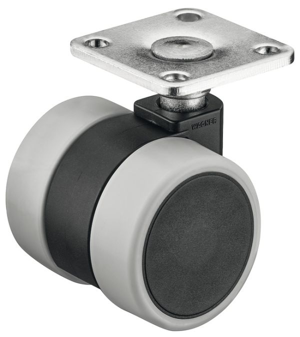 <p>Подвійний ролик, вантажопідйомність 70 кг, керований, чорний/сірий</p>