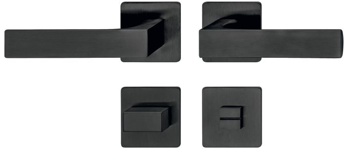 Комплект дверних ручок, Hafele Startec модель LDH 3159, нержавіюча сталь, чорний, аналогічний RAL 9005, порошкове покриття, товщина дверцят: 37–47 мм, 903.83.047, 903.83.047