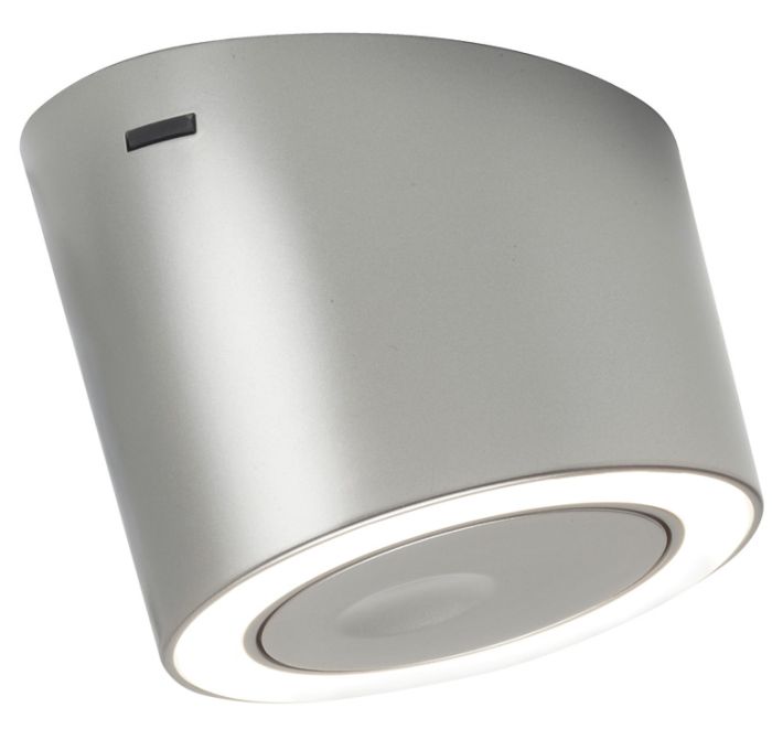 Накладний світильник для торцевого монтажу, LED 1167 24 В 2-контактний (монохромний), круглий, 5 Вт, з регульованою яскравістю, теплий білий-холодний білий 2700-4000 K, сталевого кольору, лакований, лампа з головним вимикачем, 833.32.051, 833.32.050