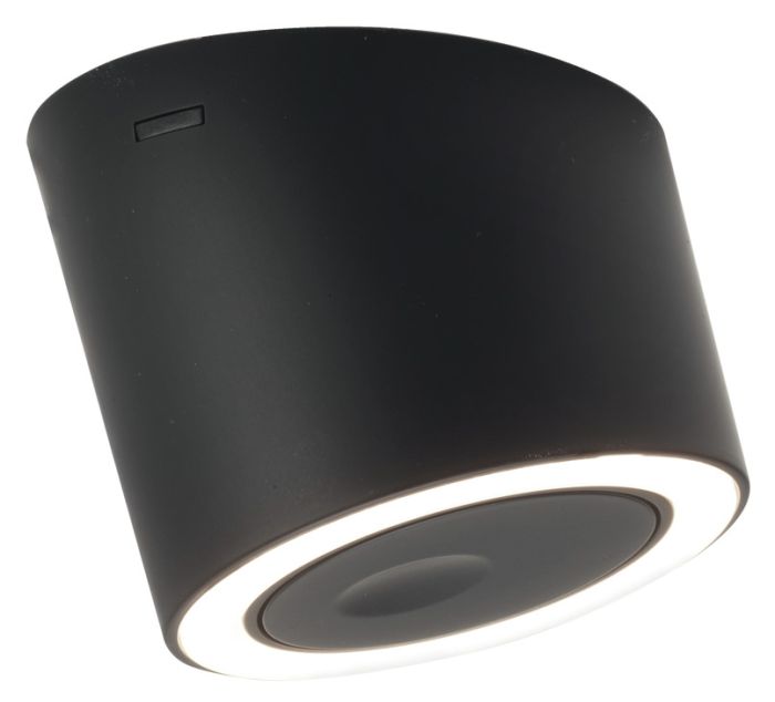 Накладний світильник для торцевого монтажу, LED 1167 24 В 2-контактний (монохромний), круглий, 5 Вт, з регульованою яскравістю, теплий білий-холодний білий 2700-4000 K, чорний, ефект Soft-Touch, лампа з головним вимикачем, 833.32.041, 833.32.041