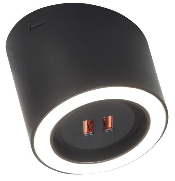 <p>Світильник LED1167 24V/5W27/40K,чорн.2xUSBA</p>