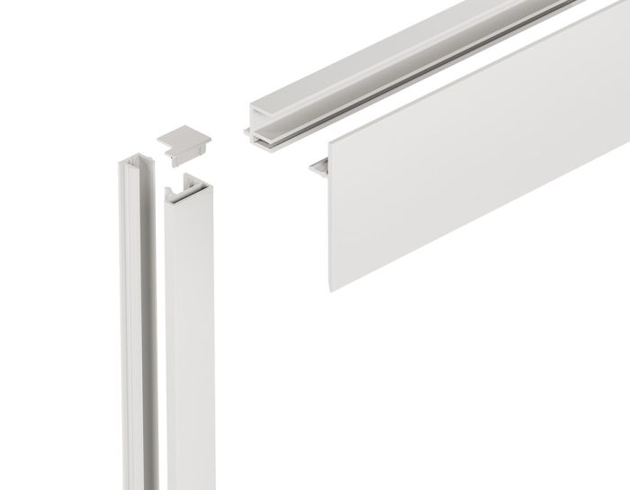 Комплект передніх дверей для передньо-підвісних ролет, для пластикових ролет з механізмом противаги, пластик білий, 442.06.441, 442.06.441