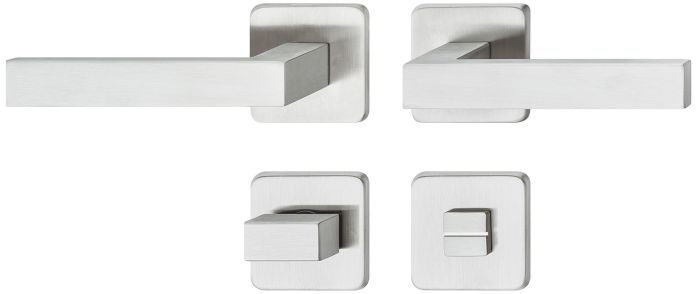 Комплект дверних ручок, Hafele Startec LDH 2160, Набір для дверей у ванну кімнату, без індикаторного диска, сатин, 903.83.954, 903.83.954