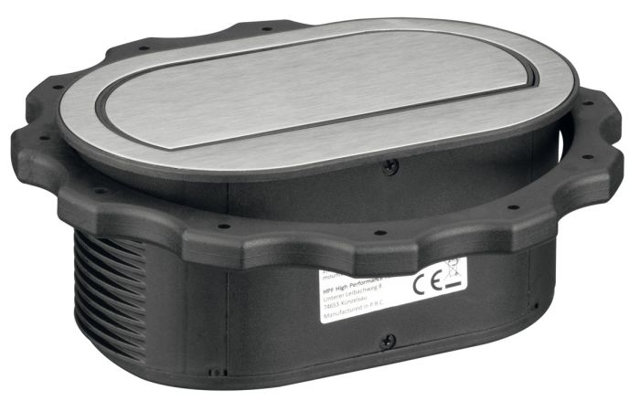 Розетковий елемент, висувний,що опускається, 230 В, для встановлення над шухлядою, 2 x розетки Schuko F (DE), чорна кришка, 820.52.731, 820.52.731