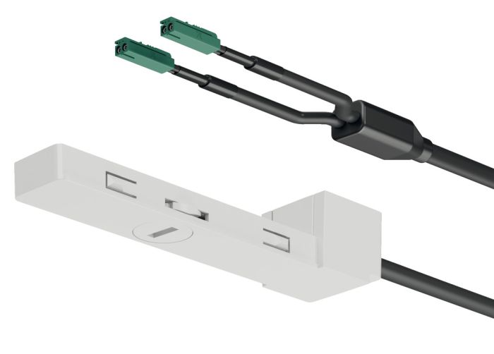 Конектор, Hafele Lighting OneCable, для плоского кабелю| Для драйверів 240 Вт, 2 x 1000 мм кабель Loox5 24 В, корпус білий, з торцевою кришкою, 833.68.355, 833.68.355