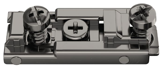 Монтажна пластина, Hafele Metalla 310 SM, із системою швидкого кріплення, з попередньо встановленими єврогвинтами| Відстань D: 0 мм, чорний, 311.70.740, 311.70.740