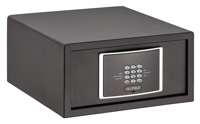 Готельний сейф, чорний, Зовнішні розміри (В x Ш x Г): 200 x 405 x 410 мм, вага 14,5 кг, 836.23.351, 836.23.351