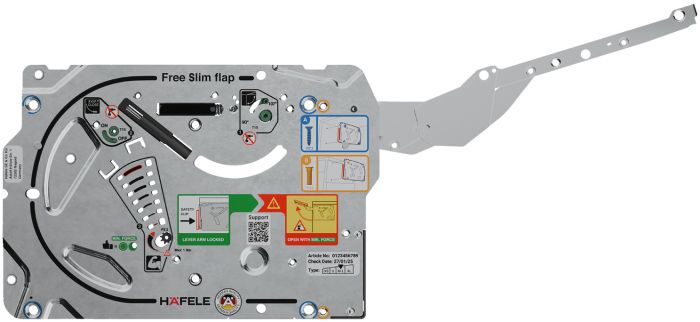 Підіймач Free Slim flap 1.10 push to open без ручки/сірий /врізний прихований /монтаж фасаду під розпірну муфту, 372.92.507, 372.92.507