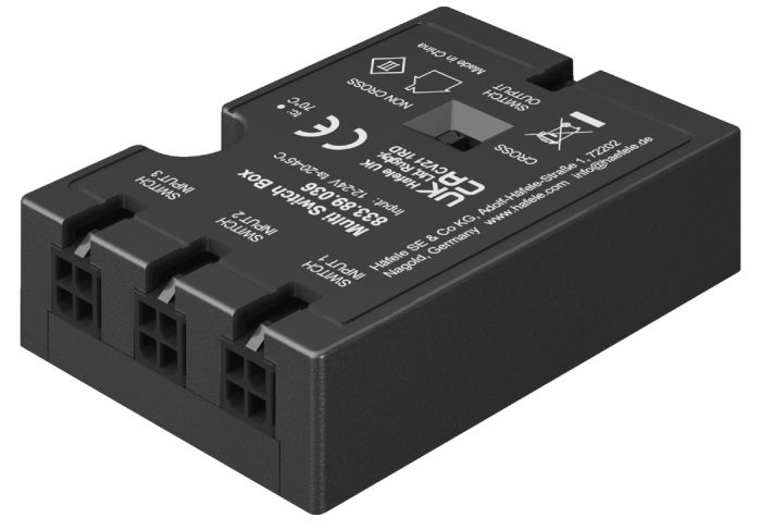Мультиперемикач v2, Hafele Loox, Перемикання до 3 блоків/розподільників живлення з функцією перемикання, чорний, 833.89.036 є аналогом до арт. 833.89.066, 833.89.036