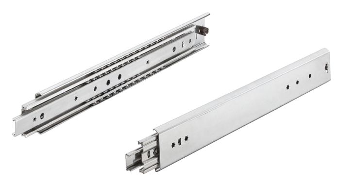 Направляюча на підшипнику, повного висування, сталь, з механізмом блокування в закритому положенні, бічне кріплення, довжина висування: 440 мм, монтажна довжина: 400 мм, вантажопідйомність: 97 кг, 420.72.906, 420.72.906