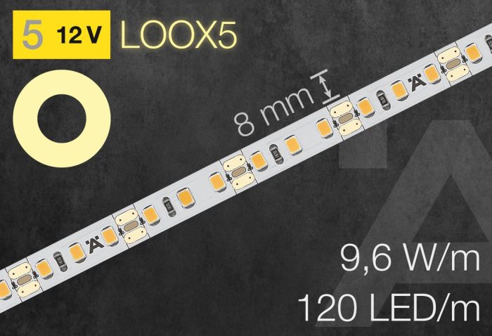Світлодіодна стрічка Hafele Loox5 Eco LED 2074 12 В, 8 мм, 120 LED/м, 9,6 Вт/м, IP20, нейтральне світло 4000 К, 5 м, (833.74.310), 833.74.310