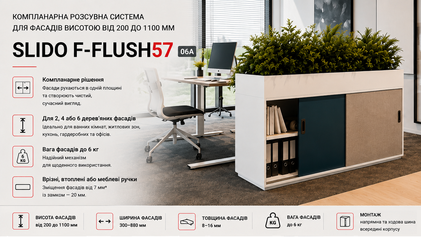 Компланарна система Hafele Slido F-Flush57 06A